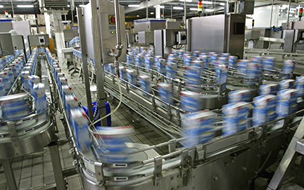 Food production Automated production line in modern dairy factory