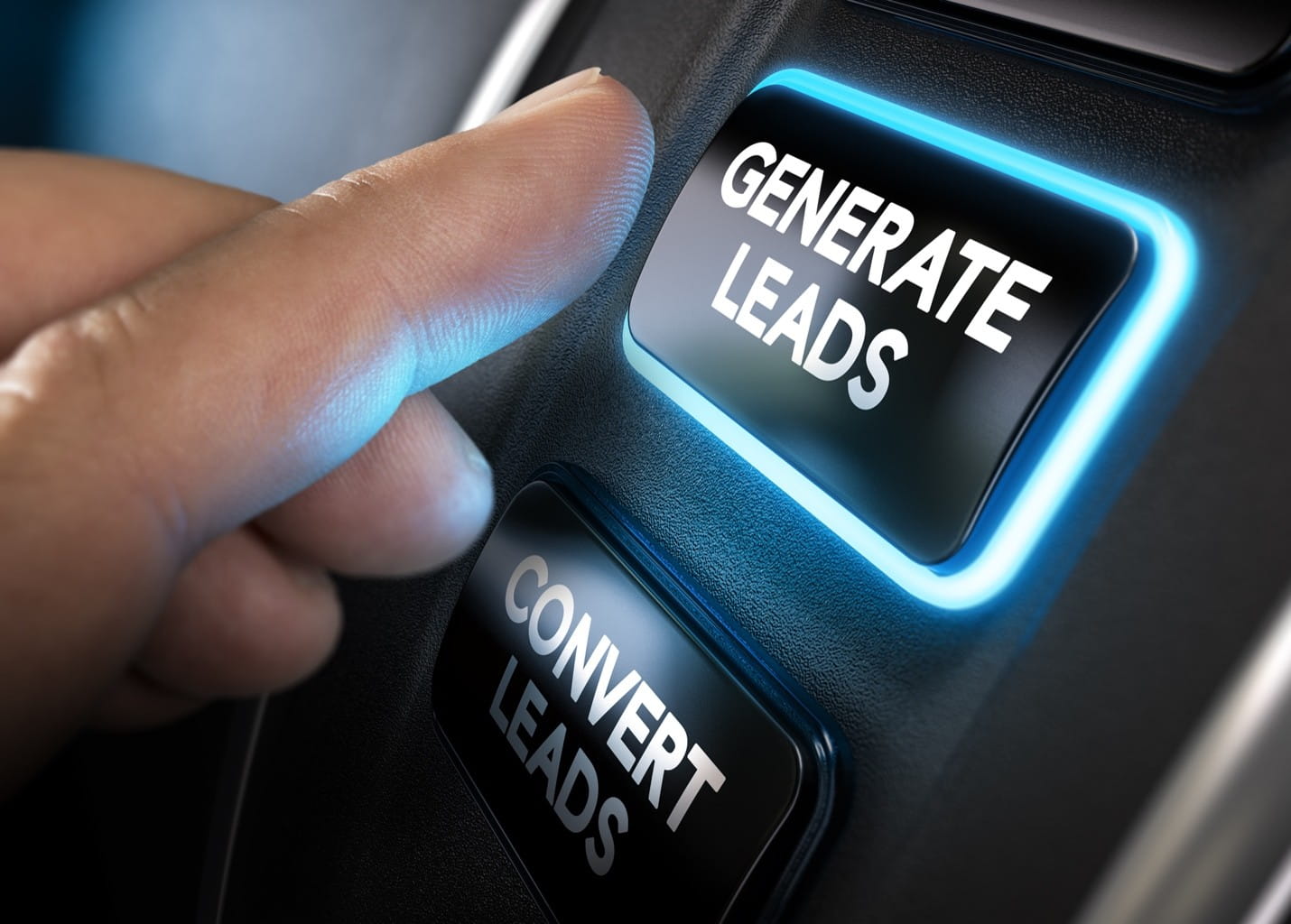 Someone pressing a button so they can generate more leads